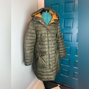 Save the Duck Ultra Light Jacket Womens XL 4 Green Animal Free Hooded Parka Coat